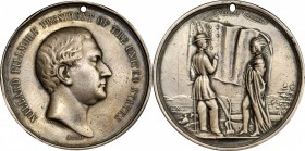 Indian Peace Medals
1850 Millard Fillmore Indian Peace Medal. Silver. Second Size. Julian IP-31, Prucha-48. Fine.
63.3 mm. 1391.8 grains. Pierced fo...