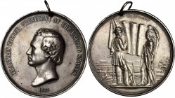 Indian Peace Medals
1853 Franklin Pierce Indian Peace Medal. Silver. First Size. Julian IP-32, Prucha-49. Choice Very Fine.
76.1 mm. 2392.1 grains. ...