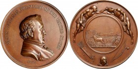 Indian Peace Medals
1857 James Buchanan Indian Peace Medal. Copper, Bronzed. First Size. Second Reverse. Julian IP-34, var., Prucha-50, var. MS-64 BN...