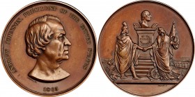 Indian Peace Medals
1865 Andrew Johnson Indian Peace Medal. Copper, Bronzed. First Size. Julian IP-40, Prucha-52, Musante GW-770, Baker-173X, var. (u...