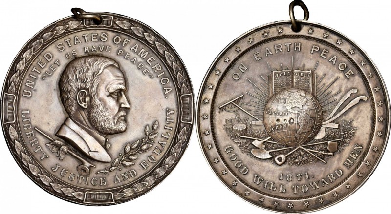 Indian Peace Medals
1871 Ulysses S. Grant Indian Peace Medal. Silver. Julian IP...