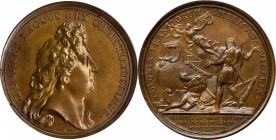 Early American and Betts Medals
1674 French Victory at Martinique Medal. Betts-48, Van Loon III, 148. Bronze. MS-64 BN (PCGS).
40.8 mm. Rims beveled...