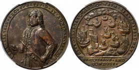 Admiral Vernon Medals
Undated (1739) Admiral Vernon Porto Bello Medal. Vernon's Portrait Alone. Adams-Chao Pbv 26-V, M-G 50. Rarity-5. Copper. AU Det...