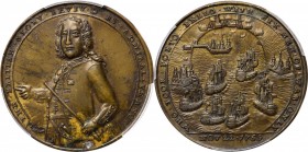 Admiral Vernon Medals
1739 Admiral Vernon Porto Bello Medal. Vernon's Portrait Alone. Adams-Chao PBv 36-II, M-G 63. Rarity-5. Bath Metal. MS-62 (PCGS...