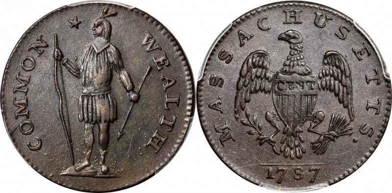 Massachusetts Cent
1787 Massachusetts Cent. Ryder 3-G, W-6090. Rarity-3-. Arrow...