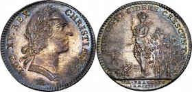 Franco-American Jetons
1751 Franco-American Jeton. Standing Indian Among Lilies with Alligator. Betts-385, Breton-570, Frossard 34/9. Silver. Reeded ...
