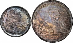 Franco-American Jetons
1754 Franco-American Jeton. Beavers Building a Dam. Betts-389, Breton-514, Frossard-33. Silver. Reeded Edge. MS-62+ (PCGS).
C...