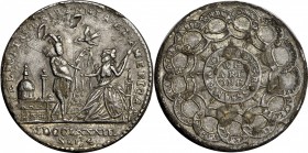 Early American and Betts Medals
1783 Felicitas Britannia et America Medal. Betts-614. Pewter or Tin. Twin-Leaf Edge Device. EF Details--Damage (PCGS)...