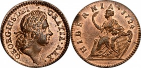 Wood's Hibernia Halfpenny
1724 Wood’s Hibernia halfpenny. Martin 4.73-L.2, W-13730. Rarity-5. MS-65+ RB (PCGS).
108.8 grains. Last offered in our fa...