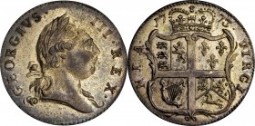 Virginia Halfpenny
1773 Virginia Halfpenny. Silvered Copper. Newman 27-J, W-1585. Rarity-2. Period After GEORGIVS, 7 Harp Strings. Mint State-62.
11...