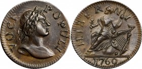Voce Populi Farthing
1760 Voce Populi Farthing. Nelson-1, W-13800. Large Letters. AU-58+ (PCGS).
57.0 grains. Enthusiasts of pre-Federal coinage kno...