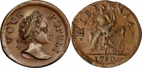 Voce Populi Halfpenny
1760 Voce Populi Halfpenny. Nelson-3, Zelinka 7-E, W-13930. VOOE. MS-62 BN (PCGS).
102.0 grains. A beautiful and frosty exampl...