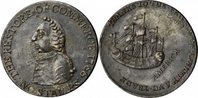 Pitt Halfpenny Token
1766 Pitt Halfpenny Token. Betts-519, W-8350. Silvered. AU Details--Corrosion Removed (PCGS).
87.4 grains. Even deep steel gray...