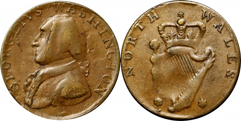 Washingtoniana
Circa 1795 North Wales Halfpenny. Musante GW-51, Baker-34, Breen...