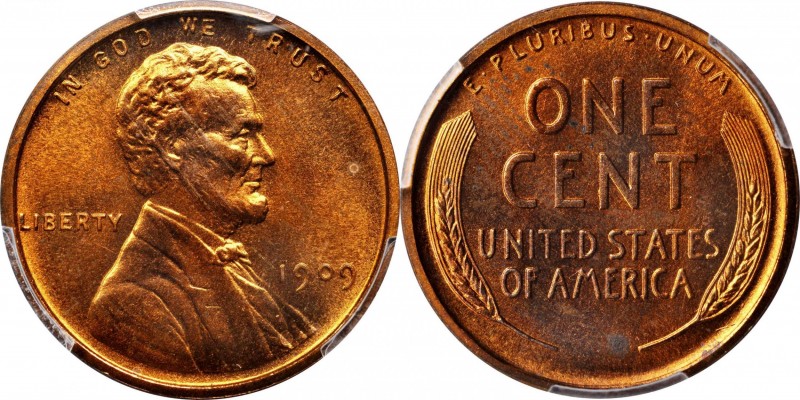 Lincoln Cent
1909 Lincoln Cent. Proof-64 RD (PCGS).
Bold, vivid mint color in ...