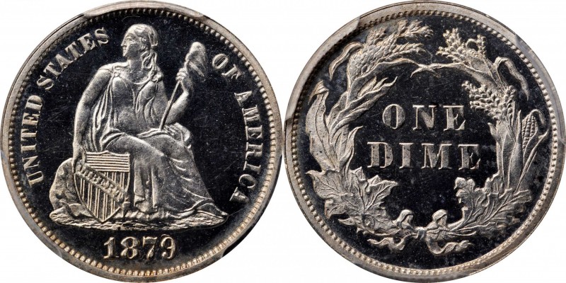 Liberty Seated Dime
1879 Liberty Seated Dime. Proof-66 Cameo (PCGS). CAC.
Bril...