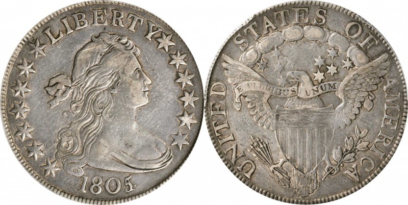 Draped Bust Half Dollar
1805/4 Draped Bust Half Dollar. O-102, T-5. Rarity-3. E...