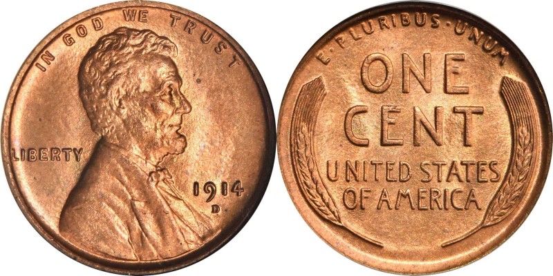 Lincoln Cent
1914-D Lincoln Cent. MS-66 RD (NGC).
Here is a highly significant...