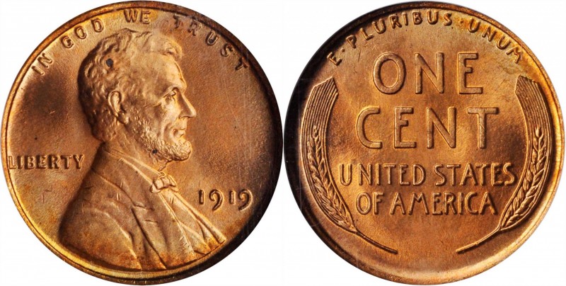 Lincoln Cent
1919 Lincoln Cent. MS-65 RD (NGC).
Fully struck with beautiful ro...