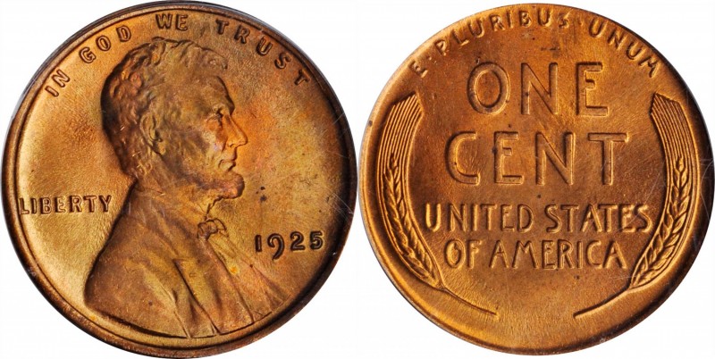 Lincoln Cent
1925 Lincoln Cent. MS-64 RD (PCGS). OGH.
This vivid and originall...