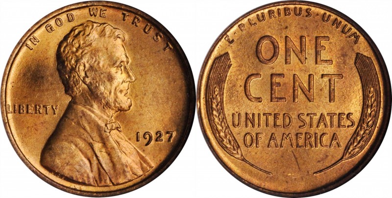 Lincoln Cent
1927 Lincoln Cent. MS-66 RD (NGC). CAC.
Frosty mint orange surfac...