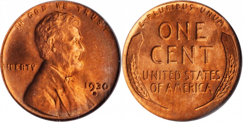 Lincoln Cent
1930-D Lincoln Cent. MS-65 RD (PCGS). CAC.
This gorgeous example ...