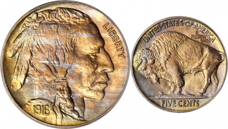 Buffalo Nickel
1916 Buffalo Nickel. Proof-65 (PCGS). OGH.
This richly toned sp...