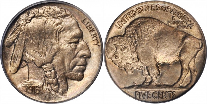 Buffalo Nickel
1916 Buffalo Nickel. MS-65 (PCGS). CAC. OGH.
Sharply struck wit...