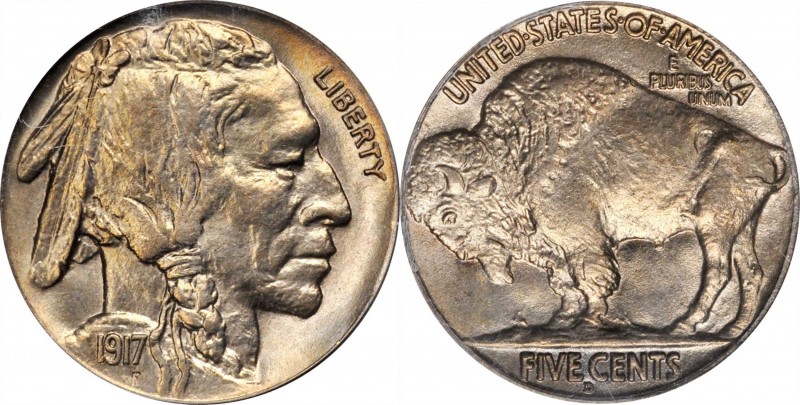 Buffalo Nickel
1917-D Buffalo Nickel. MS-65 (PCGS). CAC. OGH.
With razor sharp...