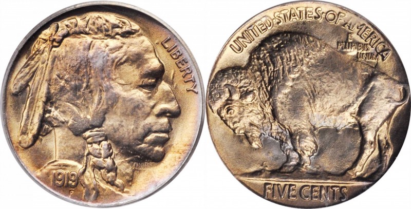 Buffalo Nickel
1919 Buffalo Nickel. MS-66 (PCGS).
Lovely iridescent golden-apr...