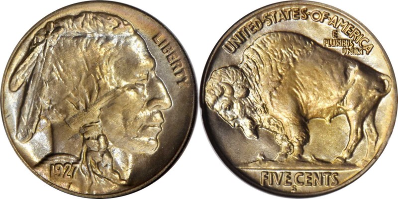 Buffalo Nickel
1927-S Buffalo Nickel. MS-65 (NGC).
This sharply defined exampl...