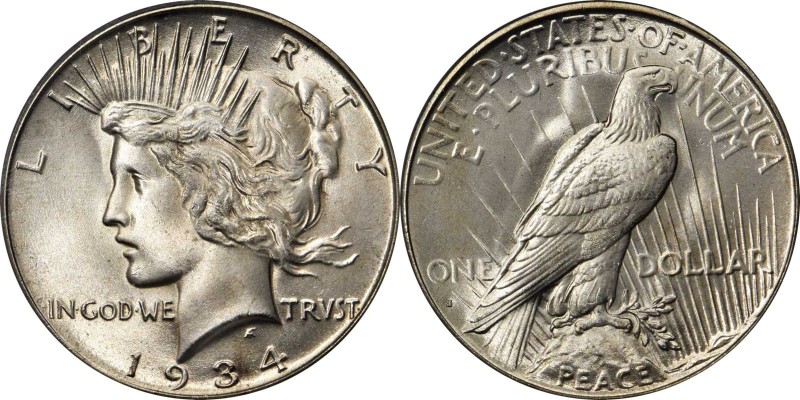 Peace Silver Dollar
1934-S Peace Silver Dollar. MS-66 (PCGS). CAC.
This is a s...