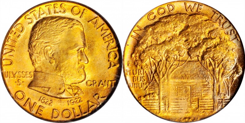 Grant Memorial Gold Dollar. No Star
1922 Grant Memorial Gold Dollar. No Star. M...