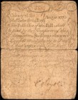 Colonial Notes
MA-164. Massachusetts. August 18, 1775. 7 Shillings 6 Pence. Fine.
No. 5419. Signed by Sayer. This "Sword in Hand" note comes from th...