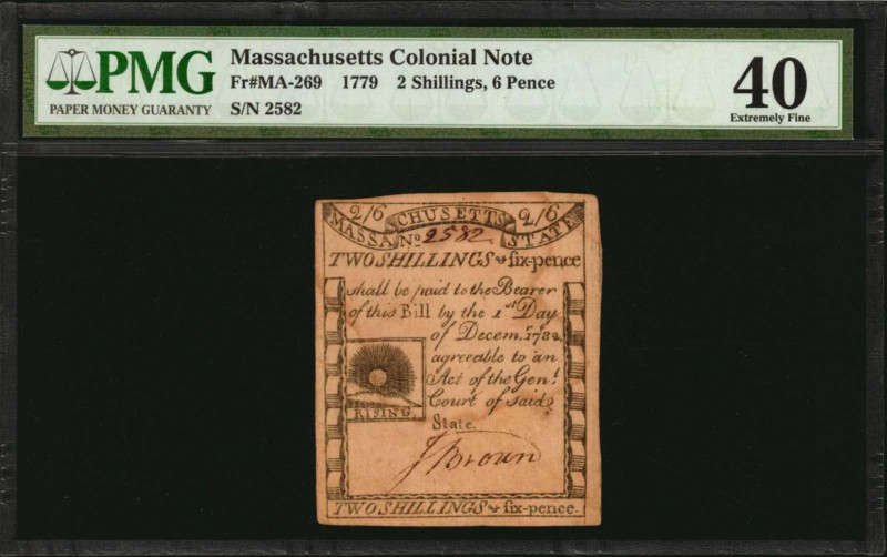 Colonial Notes
MA-269. Massachusetts. 1779. 2 Shillings, 6 Pence. PMG Extremely...