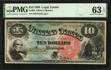 Legal Tender Notes
Fr. 96. 1869 $10 Legal Tender Note. PMG Choice Uncirculated 63 EPQ.
These 1869 Legal Tender Notes are commonly referred to as "Ra...