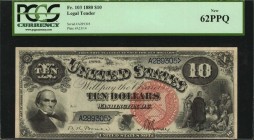 Legal Tender Notes
Fr. 103. 1880 $10 Legal Tender Note. PCGS Currency New 62 PPQ.
This $10 Jackass note, which features Daniel Webster's distinctive...