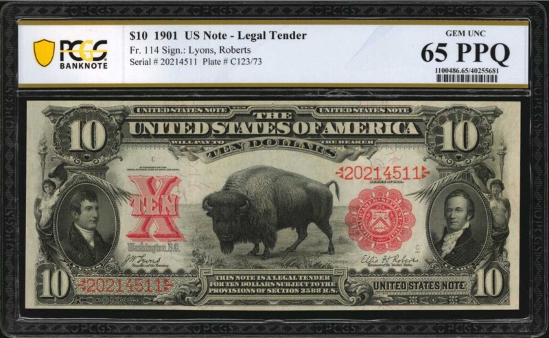 Legal Tender Notes
Fr. 114. 1901 $10 Legal Tender Note. PCGS Banknote Gem Uncir...