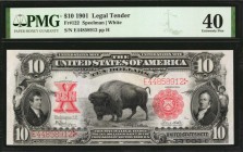 Legal Tender Notes
Fr. 122. 1901 $10 Legal Tender Note. PMG Extremely Fine 40.
Easily one of the most recognizable design types in all of American c...