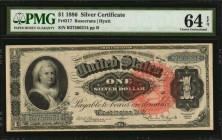 Silver Certificates
Fr. 217. 1886 $1 Silver Certificate. PMG Choice Uncirculated 64 EPQ.
A terrifically fresh note which is seen with outstanding de...