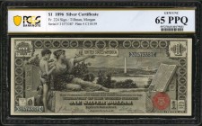 Silver Certificates
Fr. 224. 1896 $1 Silver Certificate. PCGS Banknote Gem Uncirculated 65 PPQ.
Pack fresh and fully original offerings on this Educ...