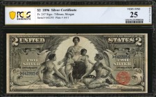 Silver Certificates
Fr. 247. 1896 $2 Silver Certificate. PCGS Banknote Very Fine 25 Details. Repaired Edge Splits.
A Very Fine example of this Educa...