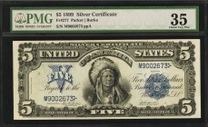 Silver Certificates
Fr. 277. 1899 $5 Silver Certificate. PMG Choice Very Fine 35.
An exceptional mid-grade example of this Parker-Burke signed $5 Ch...