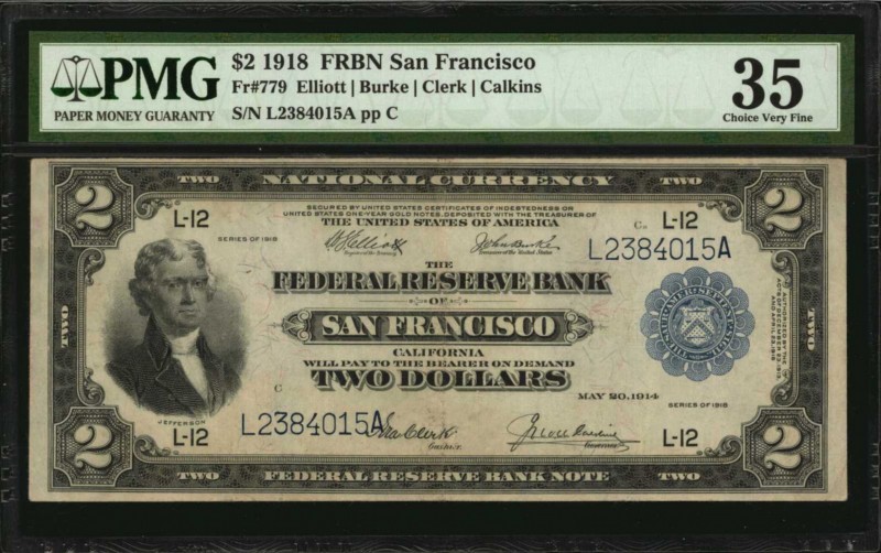 Federal Reserve Bank Notes
Fr. 779. 1918 $2 Federal Reserve Bank Note. San Fran...