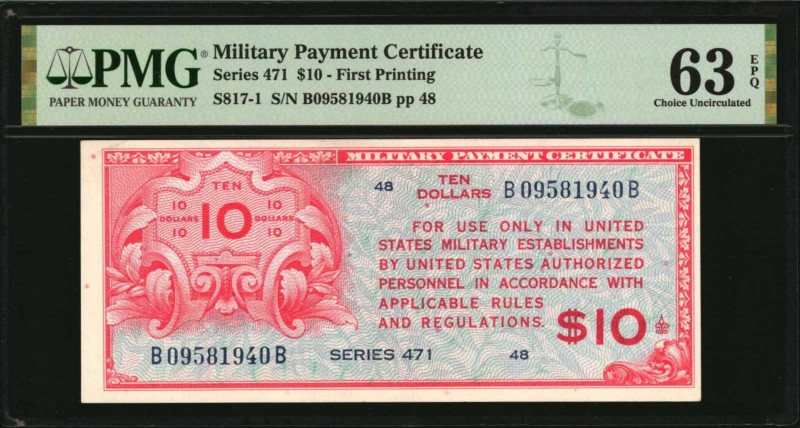 Military Payment Certificate
Military Payment Certificate. Series 471. $10. PMG...