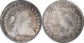 Draped Bust Silver Dollar
1797 Draped Bust Silver Dollar. BB-73, B-1a. Rarity-3. Stars 9x7, Large Letters. VG-10 (PCGS). OGH.
A generally silver-gra...