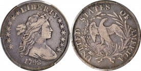 Draped Bust Silver Dollar
1798 Draped Bust Silver Dollar. Small Eagle. BB-82, B-1. Rarity-3. 13 Stars on Obverse. VF Details--Tooled (PCGS).
Richly ...