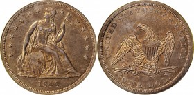 Liberty Seated Silver Dollar
1840 Liberty Seated Silver Dollar. OC-1. Rarity-1. AU-53 (PCGS). OGH.
Warmly toned in medium golden-gray, this lightly ...