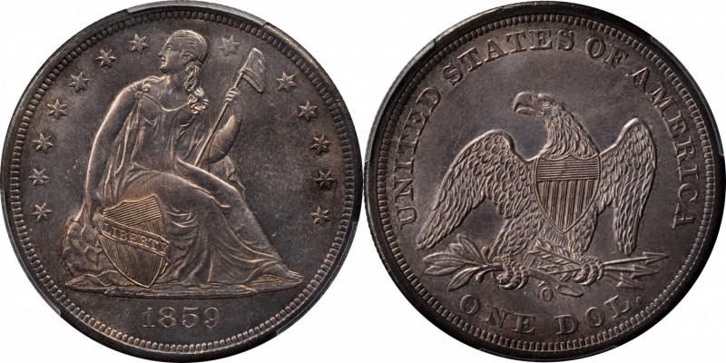 Liberty Seated Silver Dollar
1859-O Liberty Seated Silver Dollar. OC-1. Rarity-...