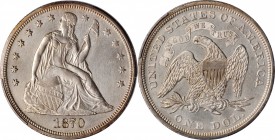 Liberty Seated Silver Dollar
1870 Liberty Seated Silver Dollar. OC-3. Rarity-2. Unc Details--Cleaned (PCGS).
As with earlier issues in the Liberty S...